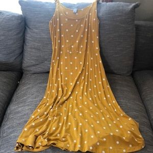 Old Navy mustard polka dot dress Small